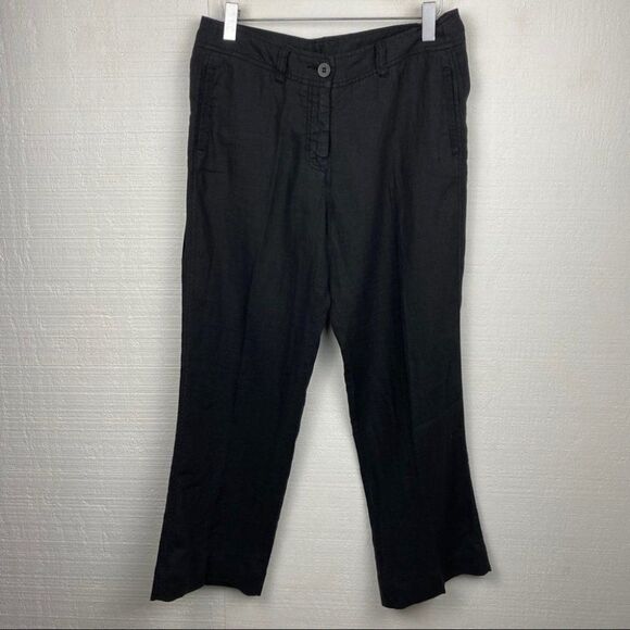 Sita Murt Pants 8 Womens Black Linen Mid Rise Crop - Picture 1 of 7